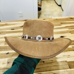 Vintage Winfield Cover Co Hat San Francisco Brown Suede Leather Concho Band